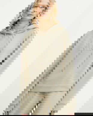 MM bluză femei, culoarea bej, cu glugă, neted, 2516921027600