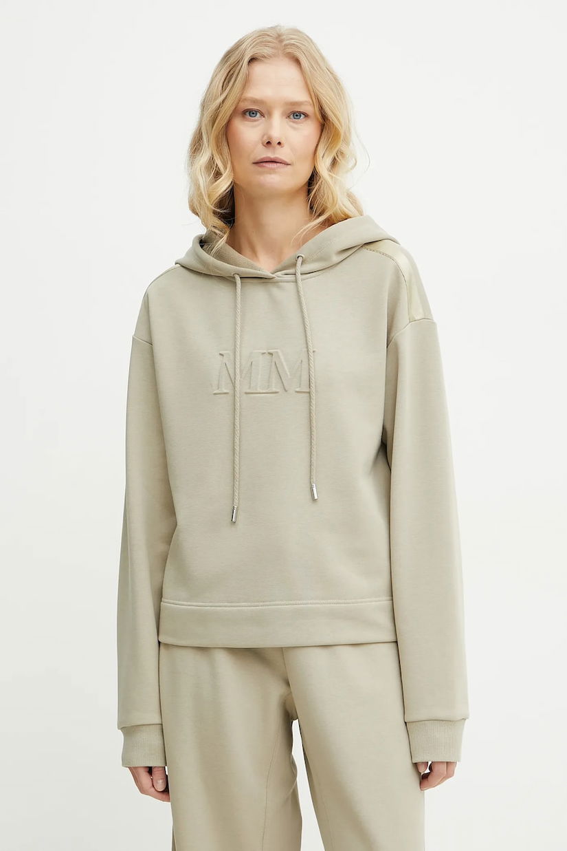 MM bluză femei, culoarea bej, cu glugă, neted, 2516921027600