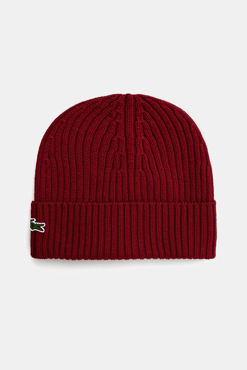 Lacoste căciulă de lână culoarea bordo, de lână, din țesătură uni, RB0001