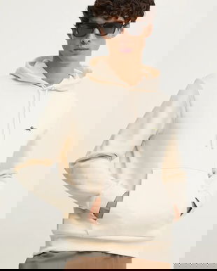 Lacoste bluza culoarea bej, cu glugă, neted