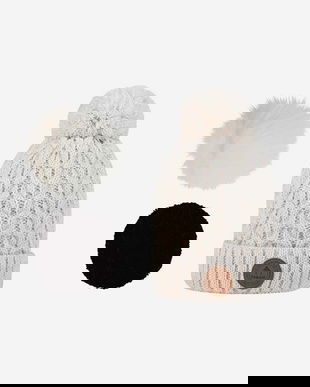 Cabaia caciula Creative Vegan culoarea alb, din tricot gros