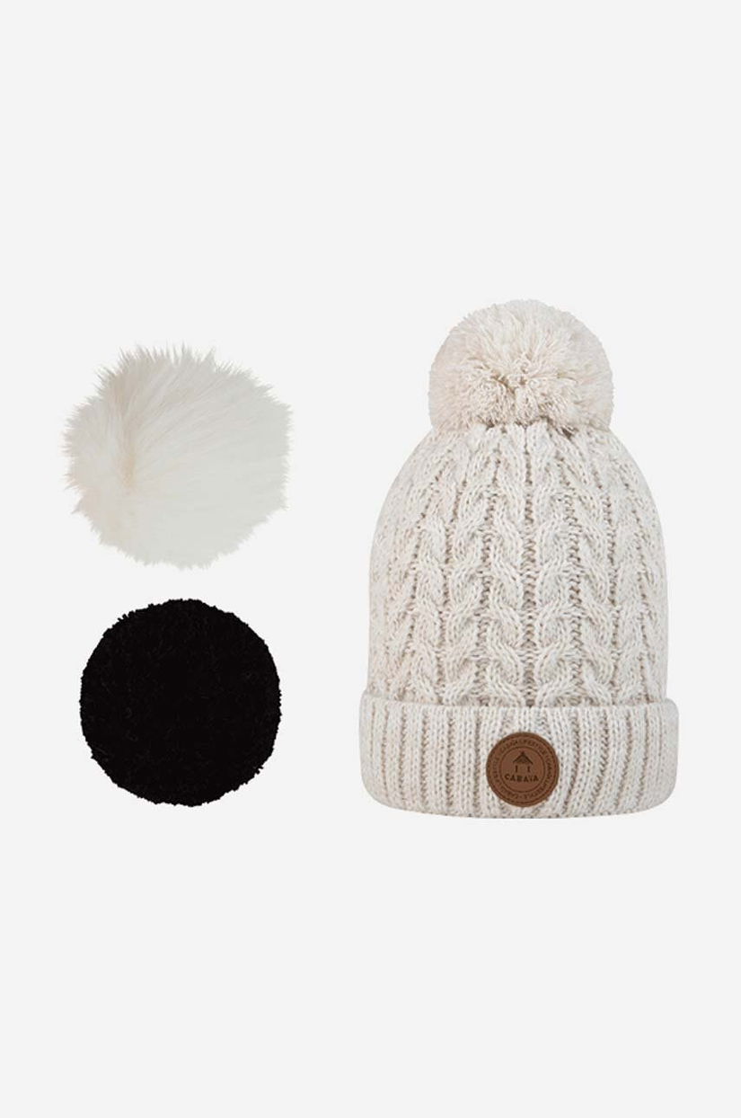 Cabaia caciula Creative Vegan culoarea alb, din tricot gros