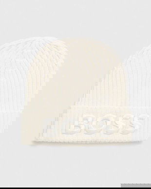 BOSS caciula de lana culoarea alb, de lana