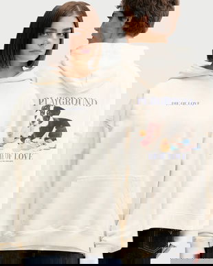 Kaotiko hanorac de bumbac culoarea bej, cu glugă, cu imprimeu, AR057-01-G002