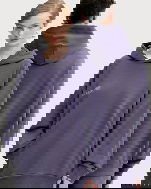 Pangaia hanorac de bumbac culoarea violet, cu glugă, uni, 10000180