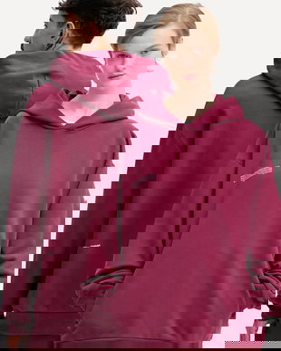 Pangaia hanorac de bumbac culoarea bordo, cu glugă, uni, 10000180