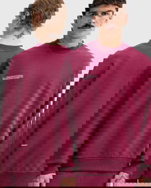 Pangaia hanorac de bumbac culoarea bordo, cu imprimeu, 10000183