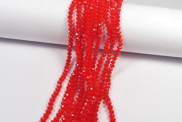 Cristale din sticla, rondelle, opace, 4x3.5 mm, rosu orange