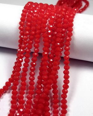 Cristale din sticla, rondelle, opace, 6x5 mm, rosii-D22
