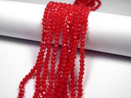 Cristale din sticla, rondelle, opace, 6x5 mm, rosii-D22