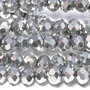Cristale din sticla, rondelle, 6x5 mm, metalizate, argintii