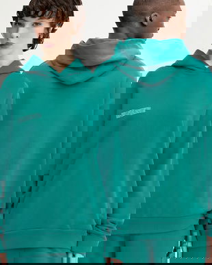 Pangaia hanorac de bumbac culoarea maro, cu glugă, cu imprimeu