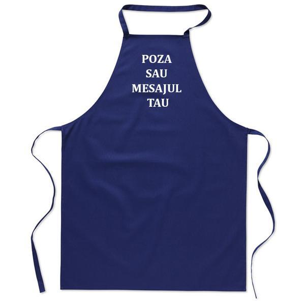 Sort de bucatarie, bumbac, Albastru, Piksel, personalizat cu mesaj sau poza