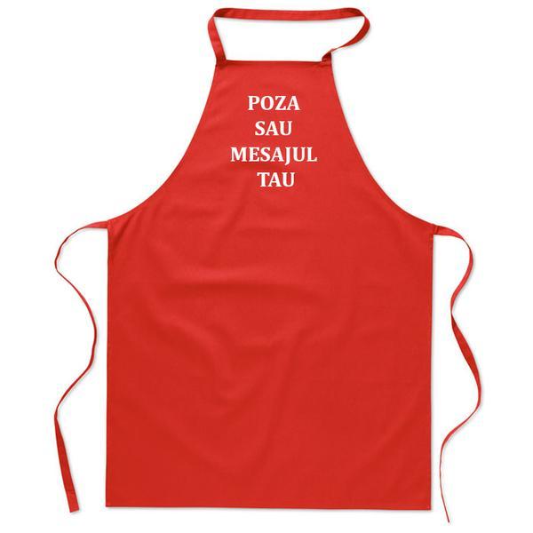 Sort de bucatarie, bumbac, Rosu, Piksel, personalizat cu mesaj sau poza