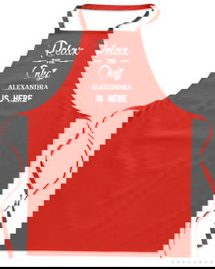 Sort de bucatarie, bumbac, Piksel, rosu, Relax, nume, M2