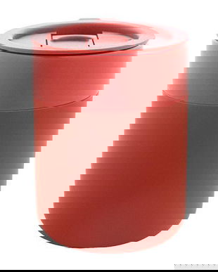 Cana de calatorie, ceramica, Piksel, 330 ml, capac din polipropilena, silicon, rosie