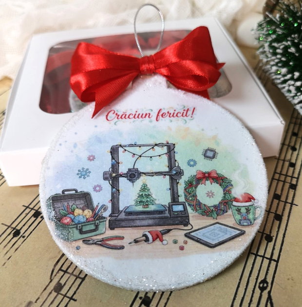 Decoratiune glob, cadou Craciun profesor ed tehnologica