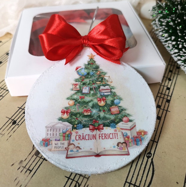 Decoratiune glob, cadou Craciun profesor ed civica