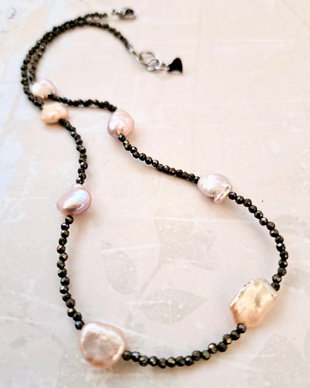 Colier CHOKER Pirita & perle baroc rose aurii