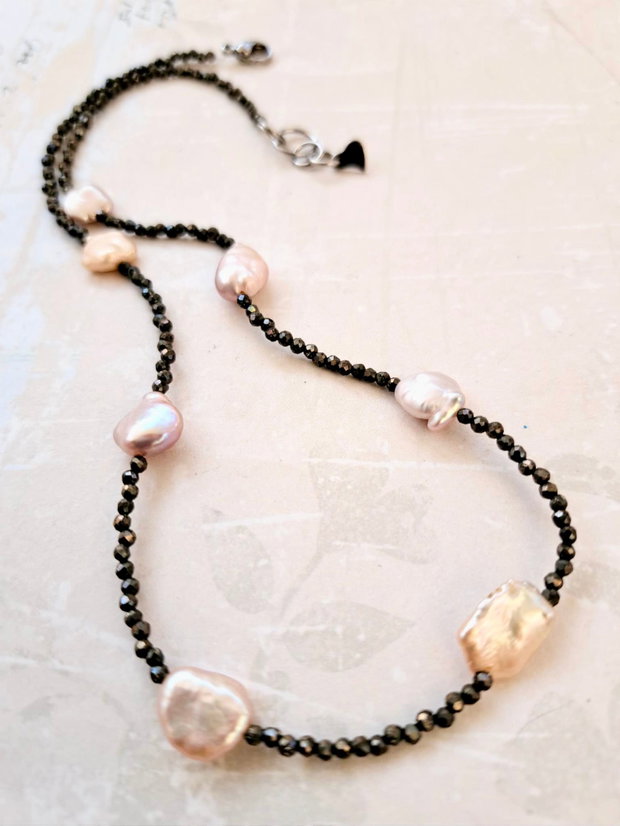 Colier CHOKER Pirita & perle baroc rose aurii