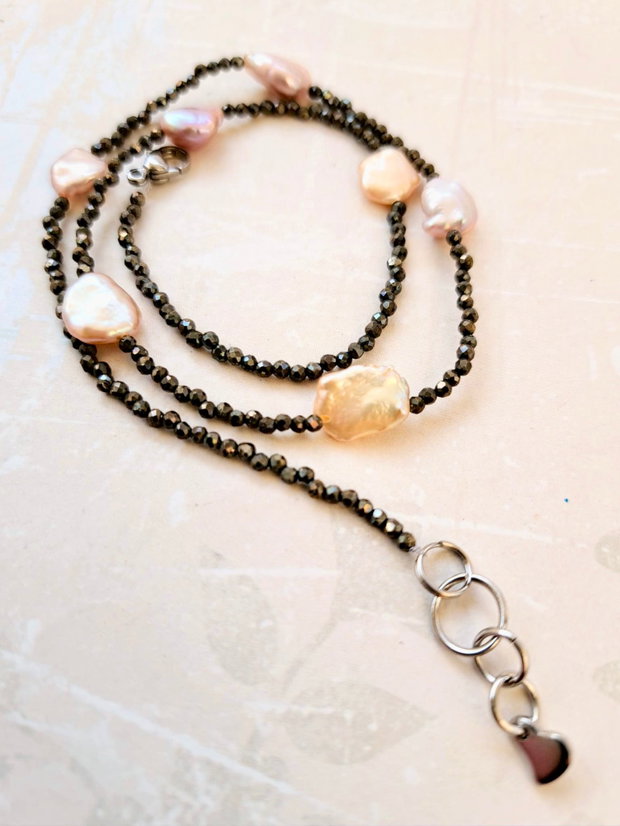 Colier CHOKER Pirita & perle baroc rose aurii