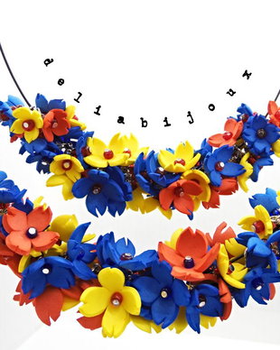 Colier handmade statement - Tricolorul Romaniei (cod1330)