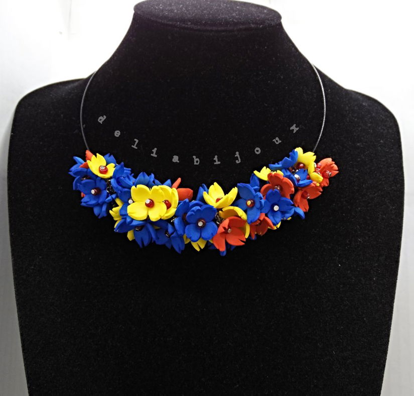 Colier handmade statement - Tricolorul Romaniei (cod1330)