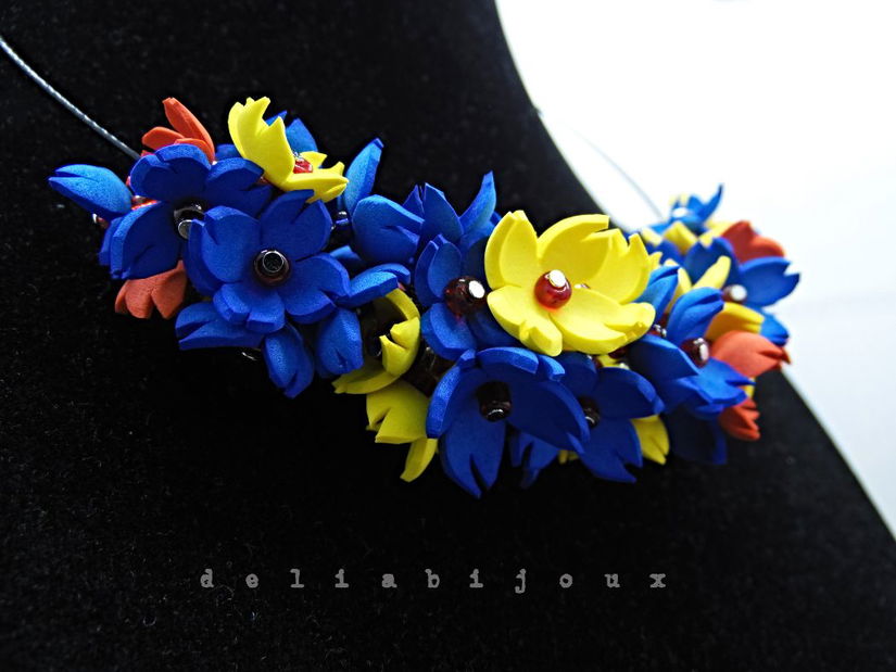 Colier handmade statement - Tricolorul Romaniei (cod1330)