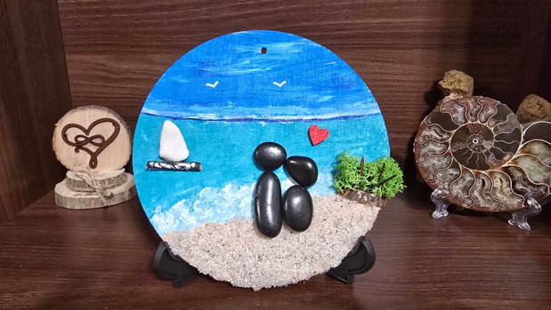 Tablou cuplu / indragostiti peisaj mare handmade/ Cadou ziua indragostilor / Sfantul Valentin