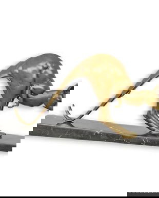 Cangur-statueta din bronz cu un soclu din marmura