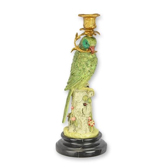 Sfesnic papagal din portelan cu soclu din marmura