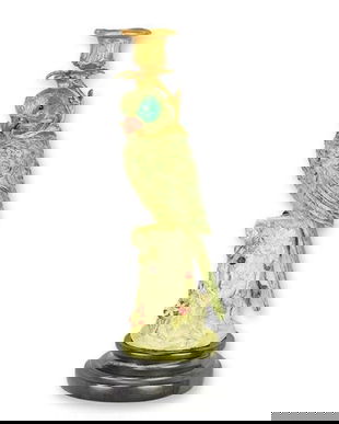 Sfesnic papagal din portelan cu soclu din marmura