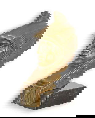 Minerva-statueta din bronz cu soclu din marmura