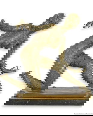 Steaua de mare-statueta din bronz cu un soclu din marmura