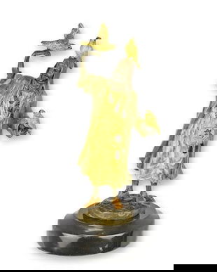 Soimar arab-statueta vieneza din bronz cu un soclu din marmura