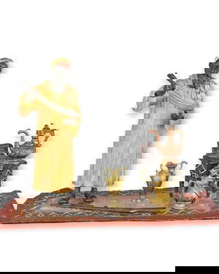 Vanator cu sabie-statueta vieneza din bronz cu un soclu din marmura