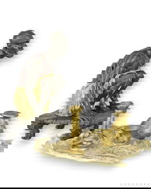 Negustor de ceramica arab-statueta vieneza din bronz