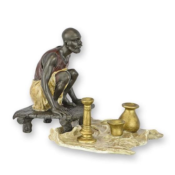 Negustor de ceramica arab-statueta vieneza din bronz