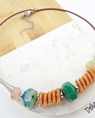Colier Statement Handmade din Agate Multicolore (cod1345)