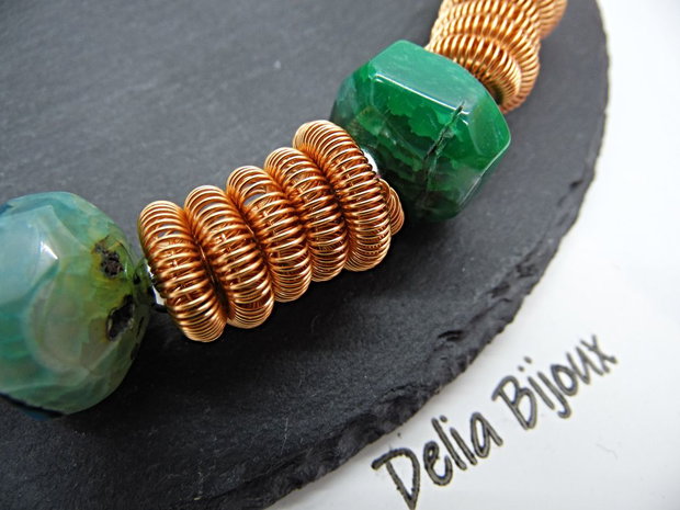 Colier Statement Handmade din Agate Multicolore (cod1345)