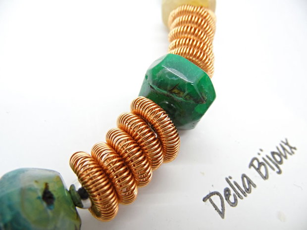 Colier Statement Handmade din Agate Multicolore (cod1345)