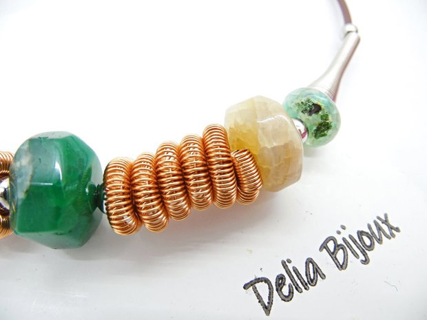 Colier Statement Handmade din Agate Multicolore (cod1345)