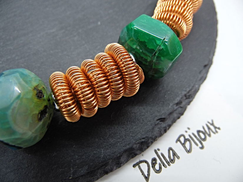 Colier Statement Handmade din Agate Multicolore (cod1345)