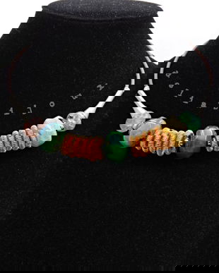 Colier Statement Handmade din Agate Multicolore (cod1345)