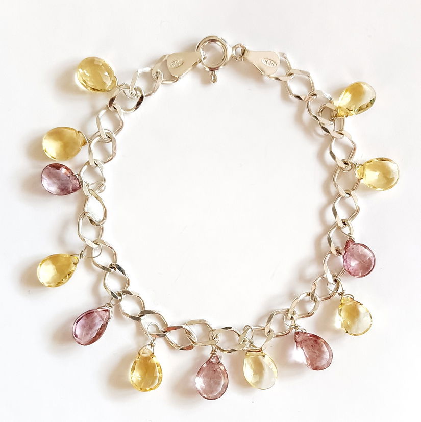 Bratara din argint 925 cu citrine si ametiste