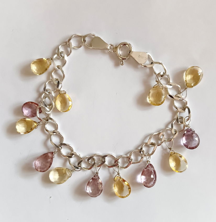 Bratara din argint 925 cu citrine si ametiste