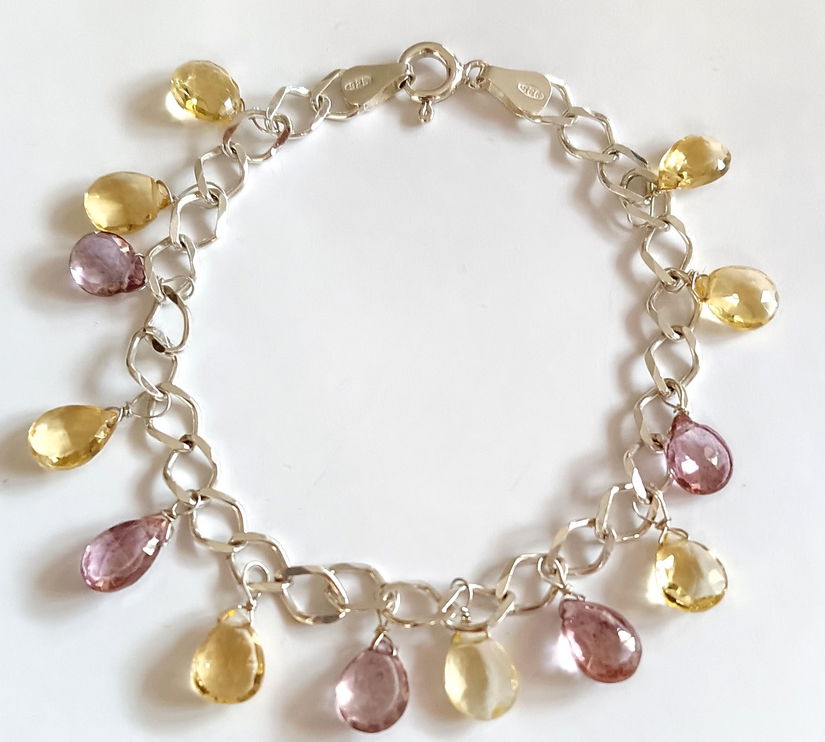 Bratara din argint 925 cu citrine si ametiste