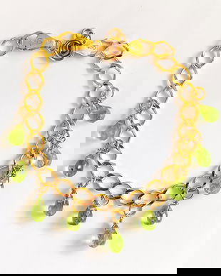 Bratara din argint 925 aurita,cu peridote naturale