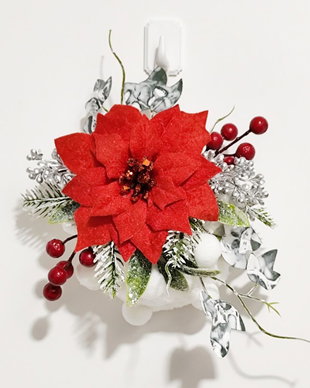 Decoratiune alb rosu cu blanita si floarea craciunului, 4545