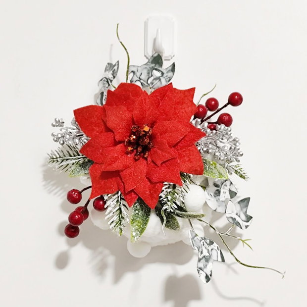 Decoratiune alb rosu cu blanita si floarea craciunului, 4545